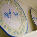 Closeup of plates in kitchen